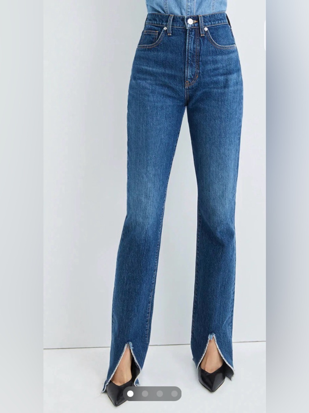 Veronica Beard - High-Rise Split-Hem Straight/Flare Jeans